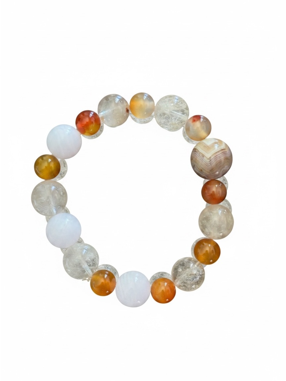 Multicolor Agate & Quartz Beaded Stretch Bracelet natural stones